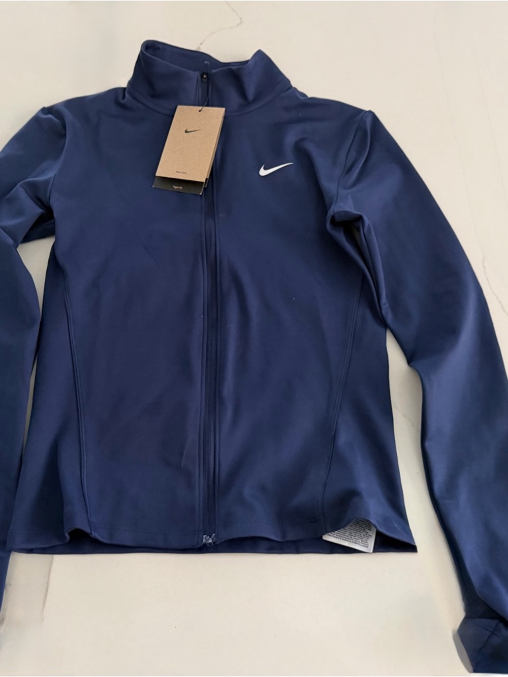 Nike Women's Navy Full-Zip Dry Fit Jacket with Swoosh